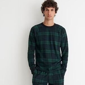 J crew double knit lounge top black watch green black